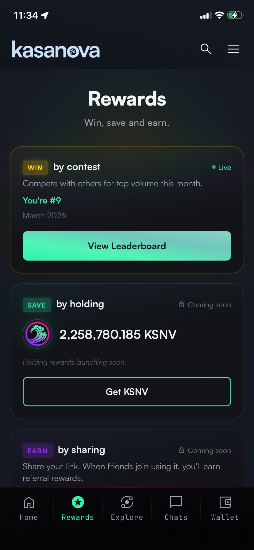 Kasanova rewards